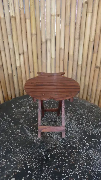 Product image 6 of the product “Folding table in shape of fish, made of wood. 33cm Height. Dark Brown lacquered. ”